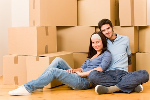 Modern moving truck transporting furniture