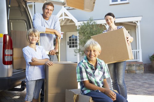 Happy customers using moving truck storage services in Bromley